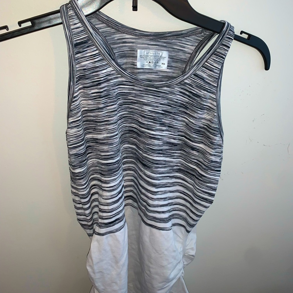 ATHLETA GREY/WHITE/BLACK TANK TOP, SIZE SMALL.